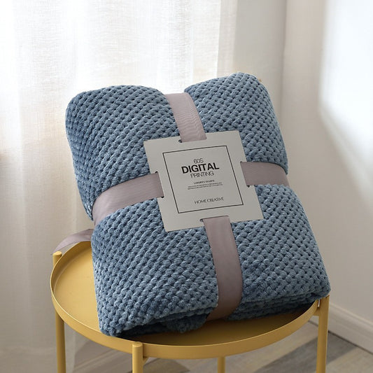 Solid Grid Flannel Blankets And Throws