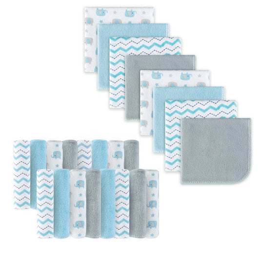 Baby Washcloths, 24Pack Baby Wash Cloths for Newborn, Baby Towels and Infant Bath Face Washcloths for Boys Girls Super Soft Absorbent, Gentle on Sensitive Skin Body, 9x9 Blue Elephant