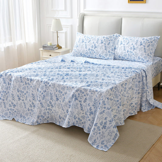 Deep Pocket 16" White 4 Piece Bed Sheets Set