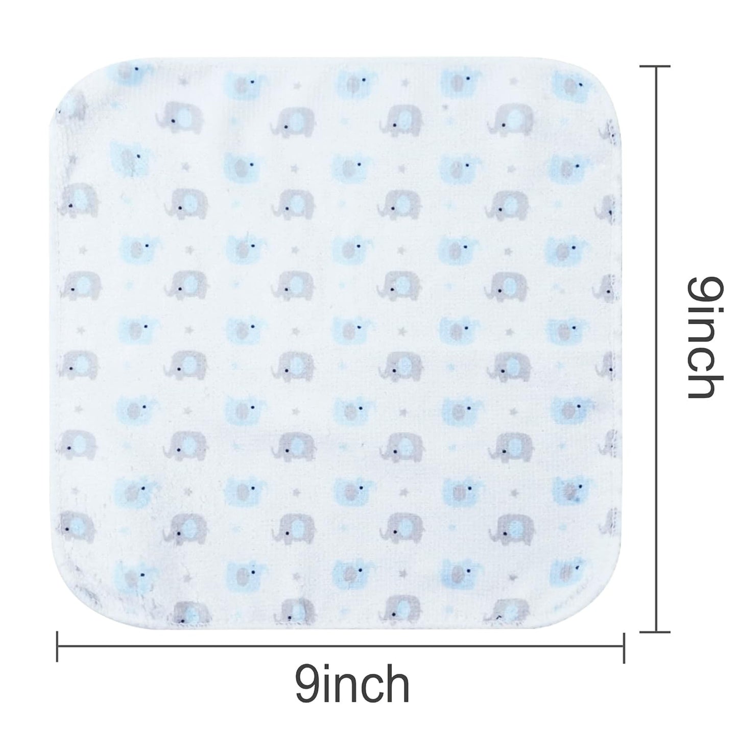 Baby Washcloths, 24Pack Baby Wash Cloths for Newborn, Baby Towels and Infant Bath Face Washcloths for Boys Girls Super Soft Absorbent, Gentle on Sensitive Skin Body, 9x9 Blue Elephant