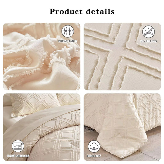 All Seasons 3PC Embroidered Jacquard Tufted Quilt Sets