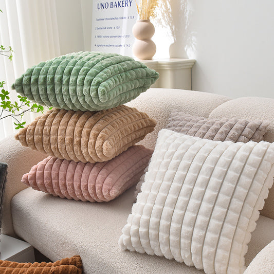 Solid Color Faux Rabbit Fur Sofa Pillow
