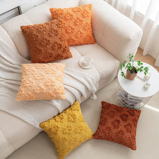 Cozy Embroidered Maple Leaf Pillow