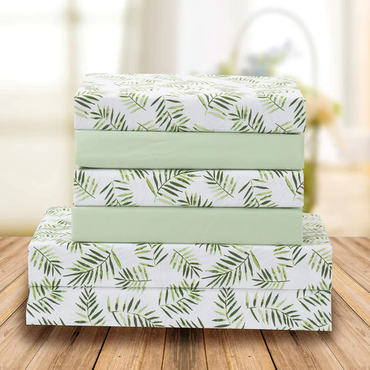 Soft Double Matte 6-piece Palm Leaves Patterns Bed Sheets Set