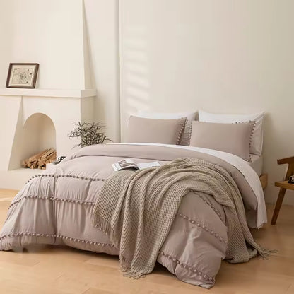 Solid Color Bohemian Style Three Piece Polyester Comforter Sets