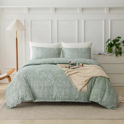 90gsm Brushed Bed Cover Set Printed Plant Flower Set Comforter Sets