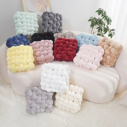 Square Woven Sofa Back Plush Decorative Pillows & Cushions
