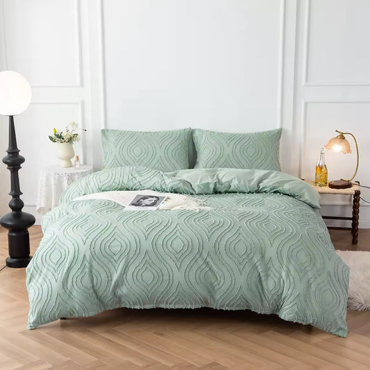 Striped Wave Solid Color Textured Fabric Comforter Sets