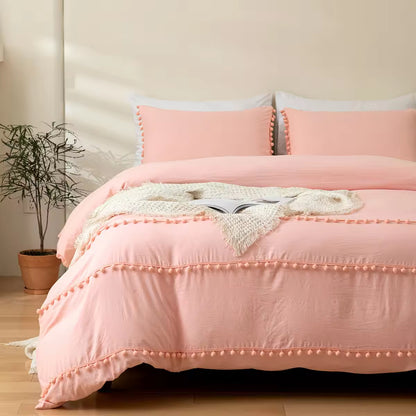 Solid Color Bohemian Style Three Piece Polyester Comforter Sets