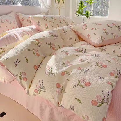 Cute Jacquard Washed Bubble Gauze Comforter Sets