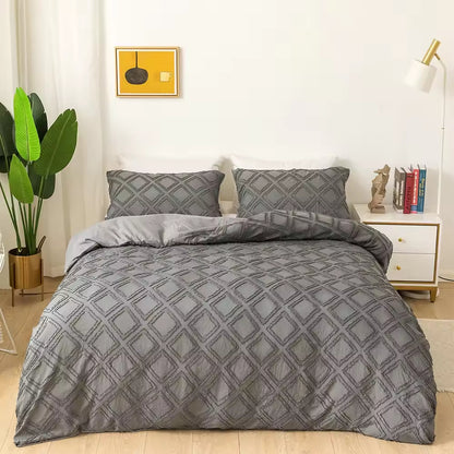 All Seasons 3PC Embroidered Jacquard Tufted Quilt Sets