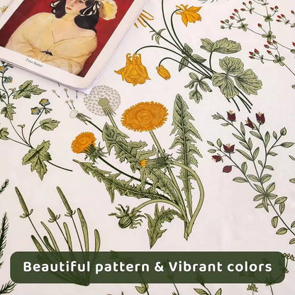 Yellow Flowers & Sage Leave Plant Pattern Bed Sheet Set