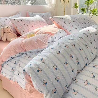 Cute Jacquard Washed Bubble Gauze Comforter Sets