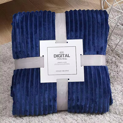 Solid Warm Stripes Flannel Blanket for Sleeping