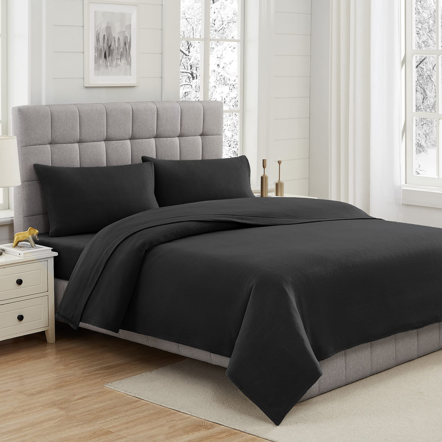 Plush Micro Fleece Full Bed Sheet Set