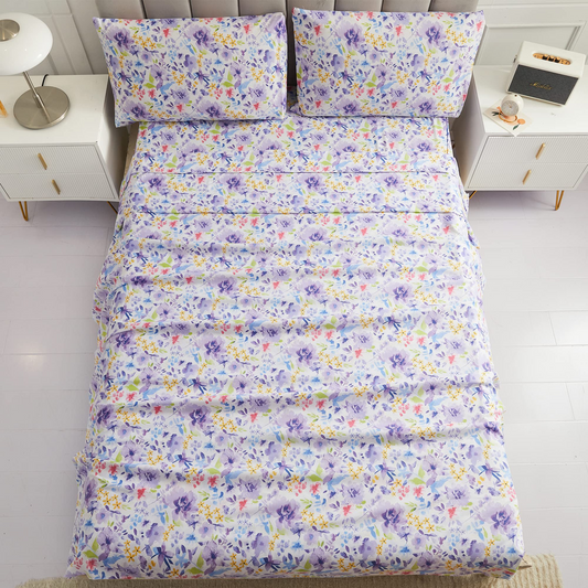 Floral Soft Breathable Microfiber Printed Bed Sheet Set