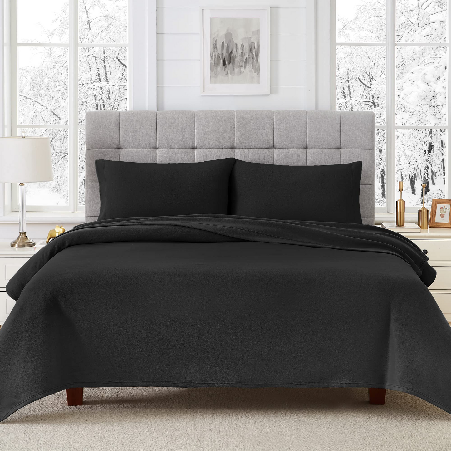 Plush Micro Fleece Full Bed Sheet Set